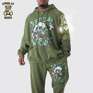 Conjunto de Sudadera con Capucha y Pantalones Deportivos de Algodón Grueso, con Cierre, Impresión de Logotipo Personalizada, Marca Privada OEM, Ropa Deportiva de Alta Calidad para Hombre - Product Image 3
