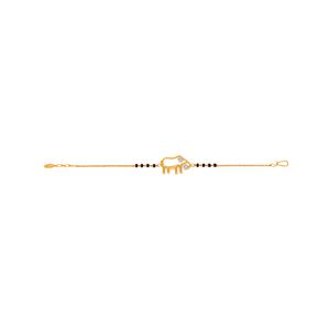 Luxury 18K <b>Gold</b> Plated Baby Elephant <b>Bracelet</b> with Black <b>Beads</b>, CZ Diamond Charm, Adjustable Lucky Nazar <b>Bracelet</b> for Kids & Bab - Product Image 3