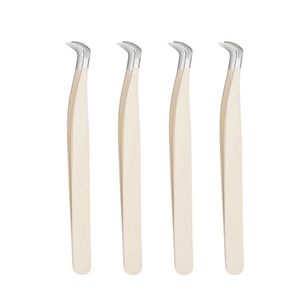 <b>Brown</b> Custom <b>Lash</b> Tweezers Set Curved Precision Eyelash <b>Extension</b> Tools for Isolation Volume and Salon Professionals - Product Image 2