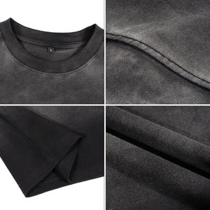 T-shirt surdimensionné 100 % coton délavé au soleil à col rond pour homme, impression de logo personnalisée, respirant, grandes tailles, style vintage, pour l'été - Product Image 2