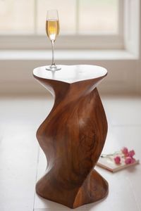 Tabouret bas sculpté en bois massif avec motif floral, ottoman contemporain en bois pour chambre, hôtel, maison - Product Image 2