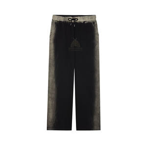 Pantalones de chándal de peso pesado con efecto desgastado por el sol, lavado ácido y serigrafía, estilo streetwear, con parte inferior holgada y pierna ancha, precio de fábrica - Product Image 3