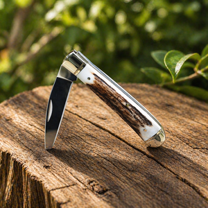 Navaja Plegable de Acero Inoxidable con Mango de Cuerno, Hoja Recta, Multifuncional, Grado Industrial, OEM/ODM, Navaja de Bolsillo - Product Image 1