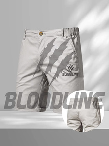 Shorts Bermuda en coton noir pour homme, taille élastiquée, coupe droite, respirants, en maille, décontractés - Product Image 2