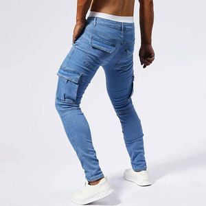 Vaqueros Cargo de Mezclilla para Hombre, Corte Slim Fit, Color Azul Claro, Algodón, Casual, Cintura Media, Lavado Regular - Product Image 6