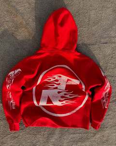 Unisex Cotton Graphic Streetwear Full Zip Hoodie Custom Manufacturer's for Puff Print Screen Printed Heavy Weight Fleece - Product Image 4