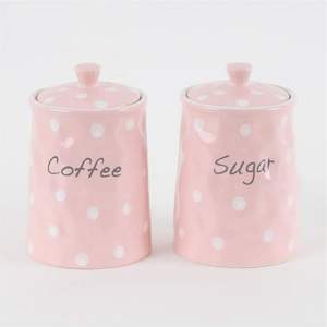 Vintage Galvanized Steel <b>Kitchen</b> Canister Polka Dot Metal Bread Box Food <b>Storage</b> Container Flour Sugar Jar With Airtight Lid Jar - Product Image 4