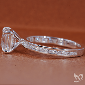 2CT Asscher Cut Lab <b>Diamond</b> <b>Ring</b> Channel Pave Band IGI Certified 10K White Gold Engagement <b>Ring</b> - Product Image 3