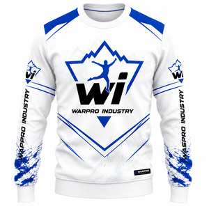 Warpro Industry Men's White Red Crew Neck Pullover Sweatshirt Regular Fit Knitted Sublimation Print Casual Autumn Wear - Product Image 5