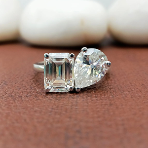 แหวนแต่งงานทรงลูกแพร์ทันสมัยจาก D'VINS JEWELS เพชรทรงเหลี่ยมเจียระไนแบบบริลเลียนท์ สี D ขาว โรสโกลด์ เพชรเพาะเลี้ยงในห้องปฏิบัติการ - Product Image 1