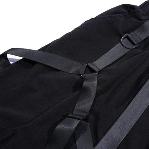 Men's Black Cargo Shorts Elastic Waist Canvas Workwear Style Length Ribbons Decoration Solid Color Breathable - Product Image 4