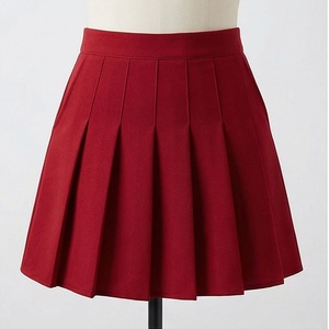 Women Pleated <b>Mini</b> Skirt Solid Color Regular Waistline 100% Polyester All Seasons Casual Style - Product Image 1