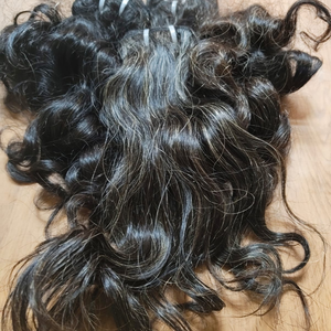 ผมอินเดียแท้แบบ Remy สีเทาหยิก ขนาด 1015 นิ้ว - โทนสีเงินธรรมชาติ คุณภาพพรีเมียม เย็บด้วยเครื่องจักรแบบ Double Weft - Product Image 4