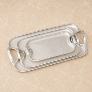 Juego de Bandejas de Servir de Aluminio de Lujo con Acabado Texturizado, Diseño Decorativo con Acentos de Hojas, Elegante Plato Rectangular para Decoración del Hogar - Product Image 5