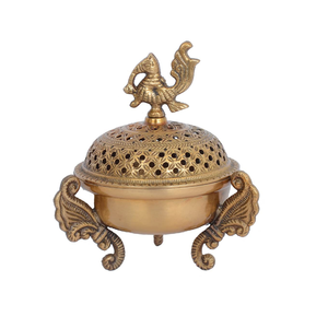Brûleur d'encens décoratif en laiton avec motif paon pour la Pooja, le temple et la décoration intérieure – Idéal pour la salle de prière - Product Image 1