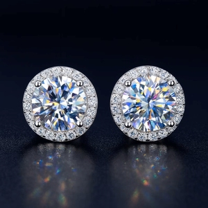 Pendientes de tuerca de plata de ley 925 con moissanita VVS, estilo hip hop, con cierre de rosca, para hombre y mujer, gran variedad de tallas, ¡gran oferta! - Product Image 1