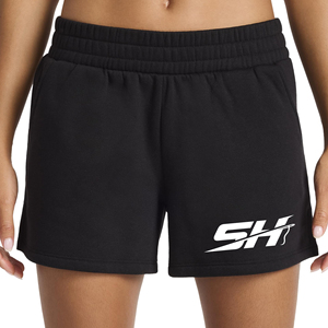 Shorts en molleton de coton de haute qualité pour femmes, taille haute, poches latérales, cordon de serrage, taille élastique, coupe décontractée, vêtements de détente, prix bas - Product Image 1