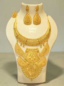 New Fashion Hiphop Style Gold Plated Brass Diamond Women's Jewelry Set Necklace Engagement Wedding Anniversary Gift Party Chunky - Product Image 3