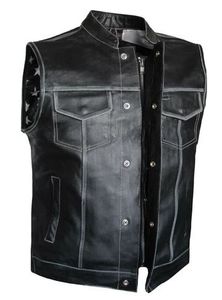 Chaleco de Cuero Estilo Motero con Bandera Estadounidense Desgastada, para Hombre, Marca Old Glory, con Espacio para Arma Oculta - Product Image 2