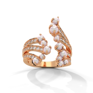 Pink Pearl Fine <b>Cuff</b> <b>Earrings</b> Rose Gold Color Wraparound Statement <b>Earrings</b> Diamond Look Jewelry Gift - Product Image 5