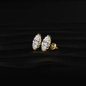 Marquise Cut Diamond <b>Stud</b> <b>Earrings</b> with Twisted Rope Frame Refined Diamond Jewelry <b>Fine</b> Crafted Diamond <b>Earrings</b> From India - Product Image 2