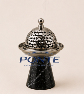 Trending Luxury Handcrafted Black Marble and Metal Incense Burner Elegant Bakhoor Mubkhar for Ramadan <b>Decorations</b> Home Fragrance - Product Image 1