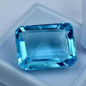 พลอยอะความารีนธรรมชาติแท้ สีฟ้าสดใส ทรงเอเมอรัลด์คัท  หินประจำเดือนมีนาคม สำหรับทำแหวนและจี้ - Product Image 4
