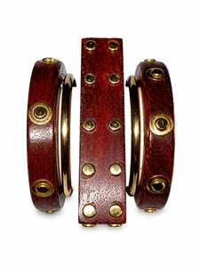 Pulseras de Madera Hechas a Mano de Alta Calidad con Tachuelas de Latón, Brazalete Ancho, Joyería Étnica de Moda, Proveedor Mayorista para Compradores Globales - Product Image 6