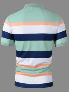 <b>Men's</b> Simple Casual <b>Striped</b> Print Front Button <b>T</b> <b>Shirt</b> - Product Image 2