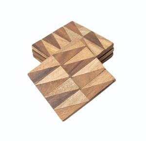 Custom Engraved Square Classic Design Eco-Friendly Wood <b>Coasters</b> <b>Set</b> with Customizable Diameter and Thickness - Product Image 6