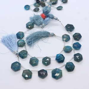 Perles d'apatite bleue néon naturelle facettées, taille hexagonale, 10-15 mm, perles de pierres précieuses d'apatite bleue, 7 pouces, pour la fabrication de bijoux, vente en gros - Product Image 1