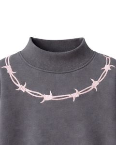 Sudadera Oversize de Forro Polar Gris Oscuro para Mujer, Cuello Alto, Estampado Gráfico, Cálida, Informal, de Invierno, Estilo Urbano, Top de Moda - Product Image 5