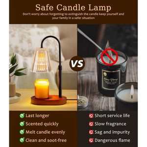 โคมไฟอุ่นเทียนไฟฟ้าแบบหรี่แสงได้ พร้อมตัวตั้งเวลา ปรับความสูงได้ และเตาแก้วสำหรับเทียนขี้ผึ้ง - Product Image 3