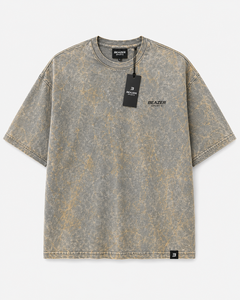 เสื้อยืดโอเวอร์ไซส์สีเทาพิมพ์ลายสำหรับผู้ชายรุ่นใหม่ล่าสุด คอกลม แขนสั้น สวมใส่สบาย ผลิตจากผ้าฝ้าย 100% ล้างสีแบบแอซิดวอช - Product Image 1