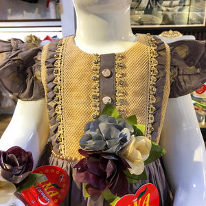 Vestido de algodón jacquard dorado para niña, nuevo diseño de lujo - Product Image 3