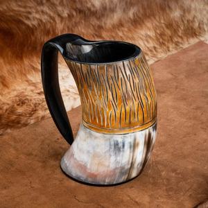 Top Quality Ox Horn Mug With Hand Carved Natural Viking Style Wedding Gift Polished Eco-Friendly With Custom Carved At Low Price - Product Image 6