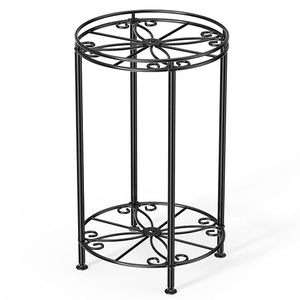 2 Tier Metal <b>Plant</b> Stand for Indoor Outdoor Use Decorative Flower <b>Pot</b> <b>Holder</b> Rack Freestanding Black Iron <b>Plant</b> Display Stand - Product Image 1