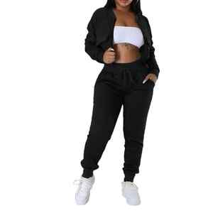 Conjuntos de 2 piezas de sudaderas con capucha y pantalones deportivos para mujer, ropa deportiva informal al por mayor, personalizada - Product Image 2