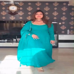Best Quality Faux Georgette with Mirror Hand work & Full-Sleeve & Full-Flared Anarkali Suit-Pant-Dupatta Set Worldwide Supplier - Product Image 1