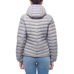 Blouson matelassé gris à capuche pour femme 2026, manteau d'hiver à manches longues avec fermeture éclair, léger et chaud - Product Image 2