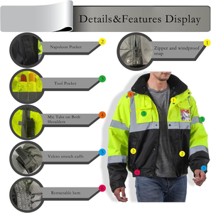 Premium Fabric <b>Workwear</b> <b>Winter</b> Safety Jacket Waterproof Industrial Safety Jacket High Quality Supplier - Product Image 5