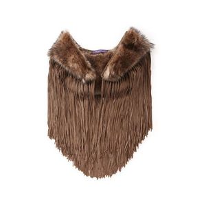 Brown Faux Fur Fringe <b>Shawl</b> Long Winter <b>Wrap</b> Solid Color Women's Scarf Durable Daily Use - Product Image 4