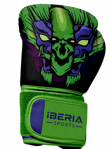 IBERIA Premium <b>Green</b> Boxing <b>Gloves</b> Blue Wolf Print Training <b>Gloves</b> PU <b>Leather</b> Custom Logo OEM Wholesale Sports Equipment - Product Image 2