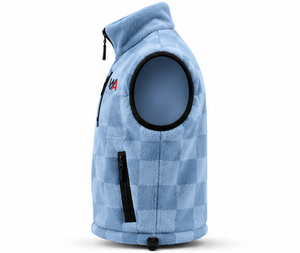Chaleco de Forro Polar a Cuadros Azul Claro para Hombre, Cuello Alto, Cierre de Cremallera, Ropa Exterior Informal, Fabricante OEM - Product Image 4