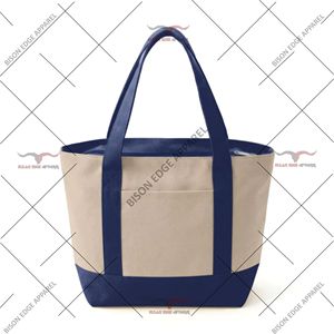 Canvas Tote Bag with Dual Shoulder Straps Front Utility Pocket Reusable Shopping Travel <b>Handbag</b> Custom Logo OEM ODM Wholesale - Product Image 2