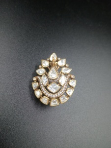 Flower Shape <b>Gold</b> Plated Brooch With Crystal Rhinestones Pear Cut For Women Party Wear Accessories - Product Image 2