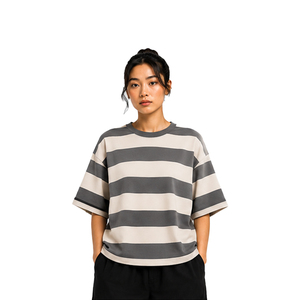 Womens Heavyweight Cotton Boxy Tee Custom Oversized Relaxed Fit T Shirt Streetwear Private Label OEM ODM Bulk Clothing Supplier - Product Image 1