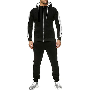 Conjunto Deportivo de Poliéster/Algodón para Hombre, Diseño 2 en 1 con Rayas Gris Azulado, Sudadera con Capucha y Cremallera de Manga Larga - Product Image 5