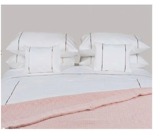 Custom Wholesale Embroidery Lines Pattern Duvet Cover Sets White Cotton Machine-washable <b>Bedding</b> Sets Home Hotel Wedding - Product Image 5