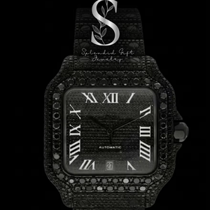 Reloj de Diamantes Moissanite VVS con Esfera Negra de 42 mm, Totalmente Automático, con Números Romanos, para Hombre - Product Image 1